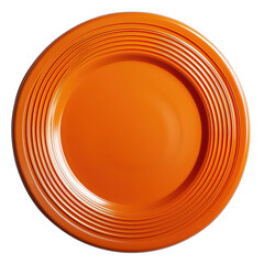 Empty orange plate isolated on transparent background PNG.