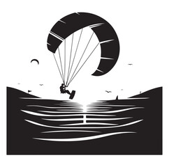 kitesurfing silhouette illustration vector