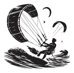 kitesurfing silhouette illustration vector