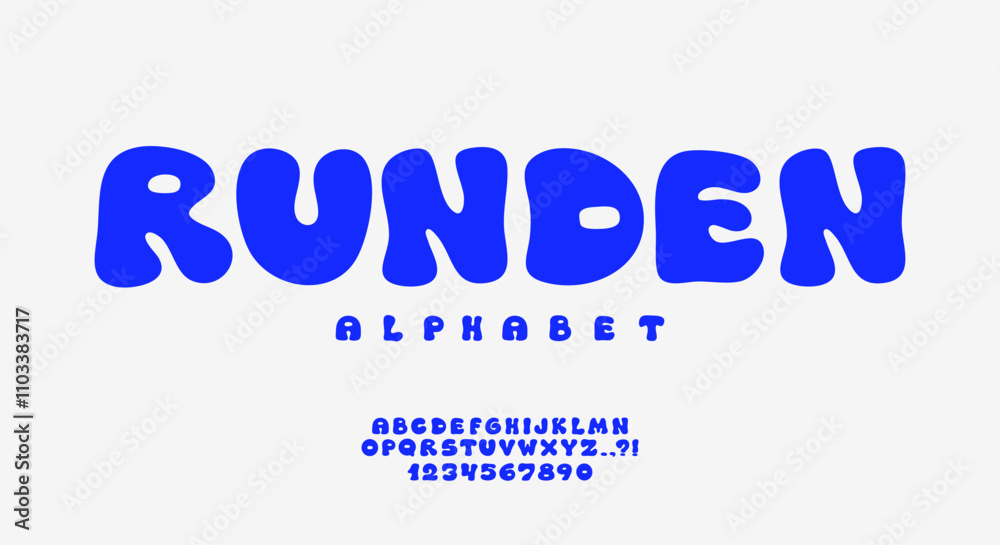 Fototapete bubble font. typeface with balloon effect. y2k alphabet. wavy groovy letters. bold black and white t