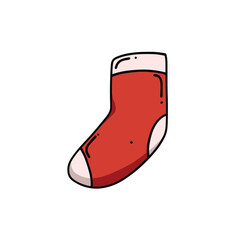 red winter sock cozy feet vector