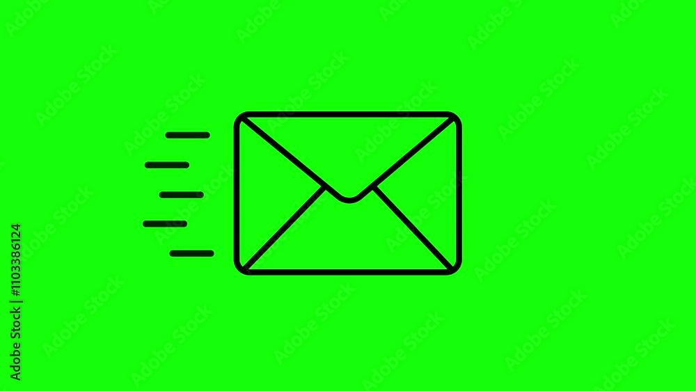 Poster send message animated icon. outline style sending message icon animation with mail passing and deliv