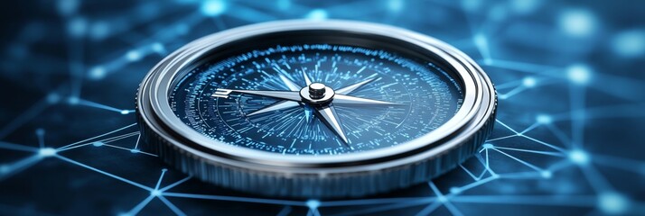 Digital Compass Navigating a Network, Symbolizing Guidance and Direction in the Digital World