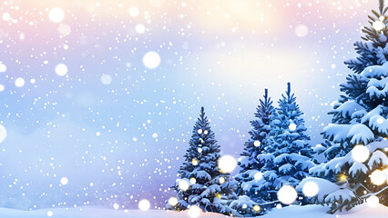 christmas trees with snow 