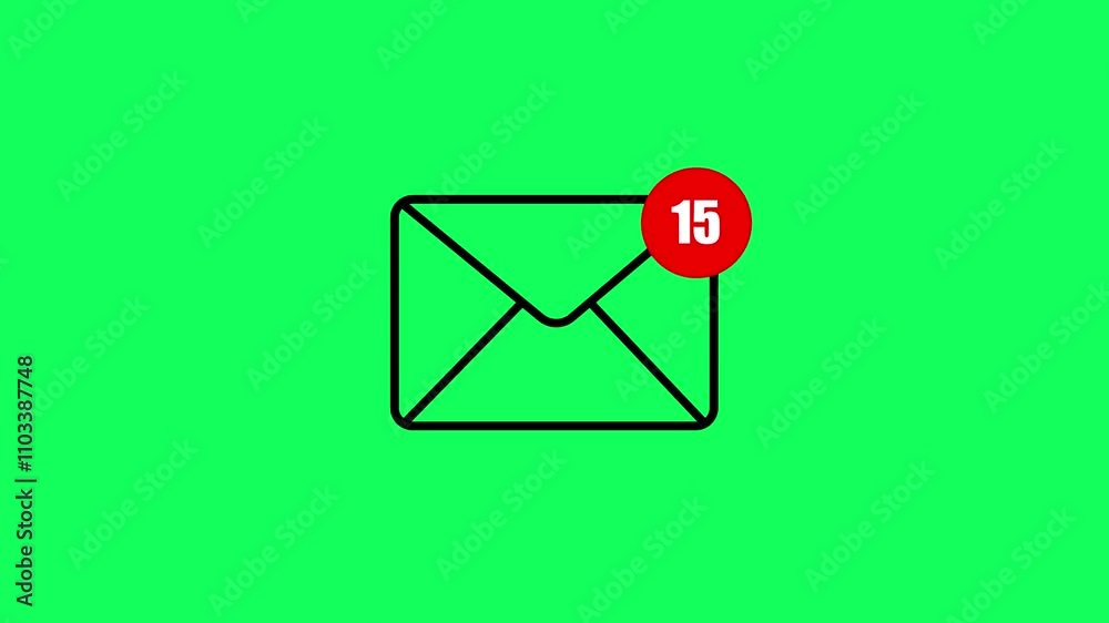 Poster message icon on green screen. message icon with inbox notification and incoming email alert.