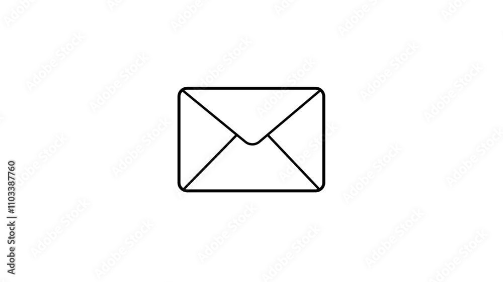 Poster mail inbox or message icon animation on white background.