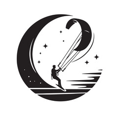 kitesurfing silhouette illustration vector