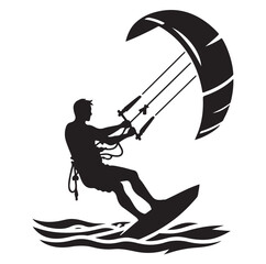 kitesurfing silhouette illustration vector