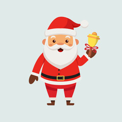 8 Santa ClausSanta Claus with bell drawn by hand. Isolated object on white background. flat style illustration.