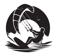 kitesurfing silhouette illustration vector