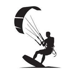 kitesurfing silhouette illustration vector