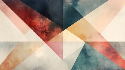 Abstract geometric design with textured triangles in muted colors.