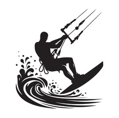 kitesurfing silhouette illustration vector