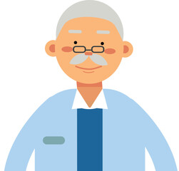 A man with glasses and a mustache is smiling