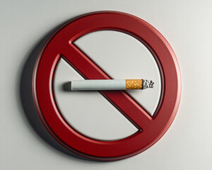No smoking sign with cigarette placed in center, emphasizing importance of smoke free environment. This image conveys strong message against smoking