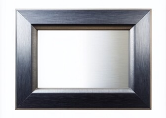 Black Picture Frame with Silver Brushed Metal Interior for Custom Business Signage, Isolated on White Background for Retail or Shop Use