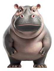 PNG Cartoon hippopotamus standing upright