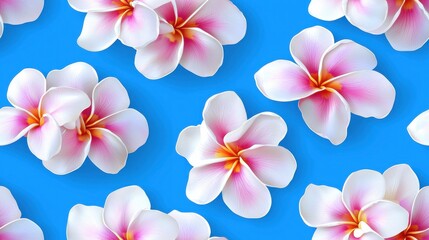 Fragrant Pink and White Plumeria Flowers in Vibrant Tropical Setting