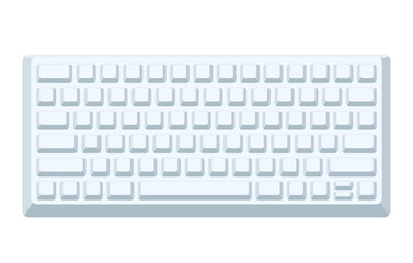 White keyboard without letters in minimalist voluminous style