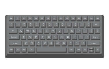 Black keyboard with letters in minimalist voluminous style