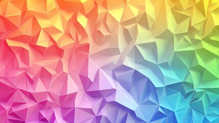 Fototapeta premium Bright rainbow low poly triangular background, colorful polygonal banner, multicolor origami-style vector illustration, irregular triangles, vibrant geometric design