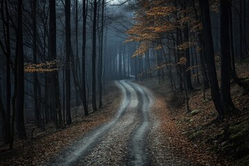 Fototapeta premium Fork Road. Nature Path in Forest Junction with Crossroad Choices