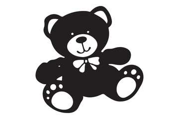Cute Teddy Bear Toy Silhouette Vector Illustration.