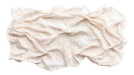 PNG Wrinkled beige lace fabric with floral pattern