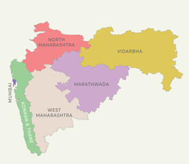 Obraz premium Maharashtra political map region wise