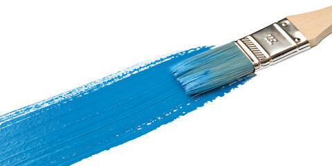 blue paint brush stroke isolated on white background as transparent. PNG. AI GENERATED