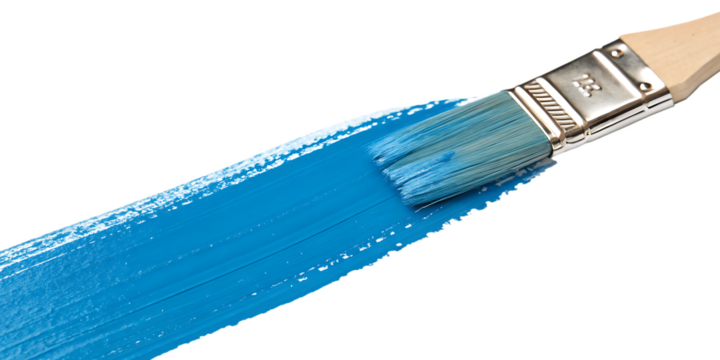 blue paint brush stroke isolated on white background as transparent. PNG. AI GENERATED