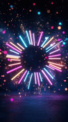 Fototapeta premium A colorful, neon-lit circle with a black background
