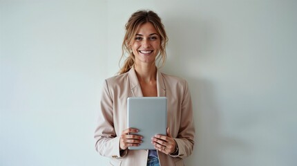 Fototapeta premium woman holding tablet