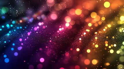 Fototapeta premium Vibrant rainbow of multicolored lights creating a stunning nighttime display against dark sky