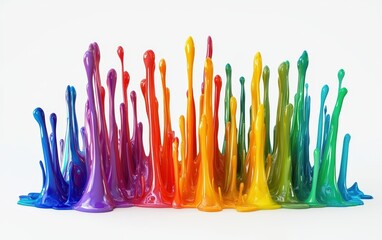 3d rainbow paint splash isolated on white background