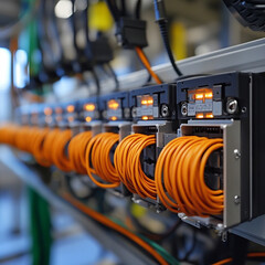 Obraz premium Ai generated insights on data processing technology hub infographic industrial environment close-up view innovation trends