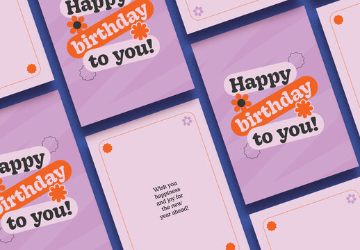 Happy Birthday Card with Bubbly Typography