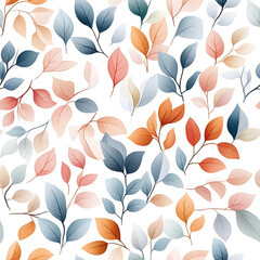 Floral flowers and beautiful colorful leaves wallpaper seamless pattern for interior decoration or background.