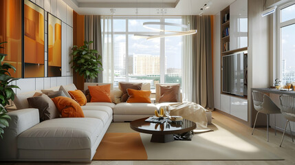 Fototapeta premium Modern style interior design 3d illustration