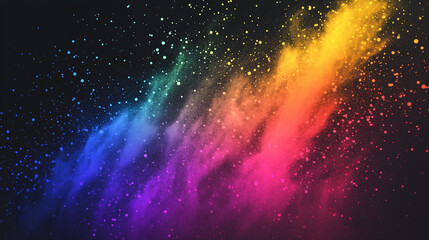colorful of sparkles light in shades of rainbow in black background