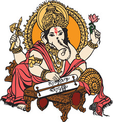 Illustration Design of Indian God Ganesha clipart