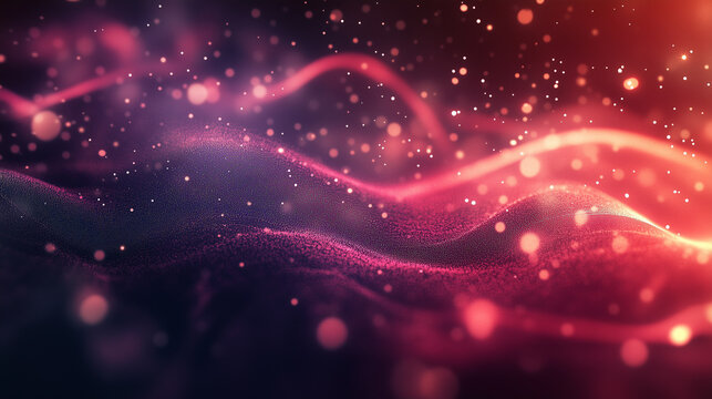 wave of purple digital particles and purple boken for wallpaper, free space for text - Powered by Adobe