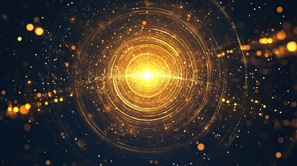 Obraz premium A bright yellow circle with a lot of sparkles surrounding it