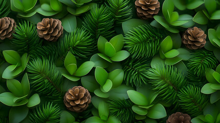 Natural greenery and pine cones in a lush forest setting nature scene close-up view tranquil environment eco-conscious concept