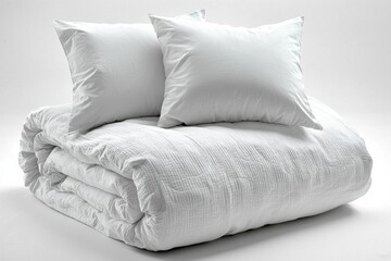Cozy of  Stack of bedding on the white background