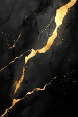 Black and Gold Marble Background, Featuring a Luxurious Gold Swirl Design With a Black Background