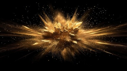 A gold explosion with a lot of sparkles
