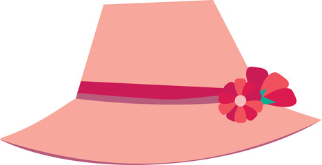 A pink hat with a flower on it