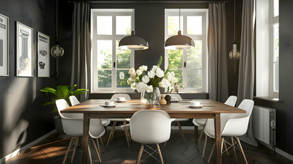 Modern style interior design 3d illustration