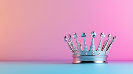 Minimalist High-Resolution Photo of Sparkling Gemstone Crown Against Pastel Gradient Background